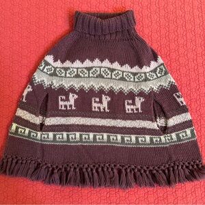 Lili Gaufrette Alpaca & Cotton Turtleneck Poncho Girls Sz 5